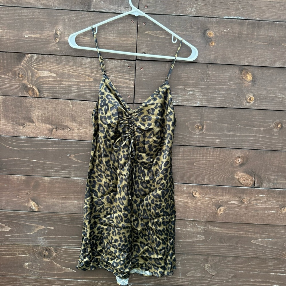 Zara Leopard Print Mini Dress Size Small - Picture 5 of 8